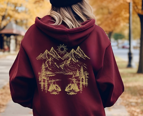 Nature Hoodie, Cottage Core Clothing, Mountain Hiking Gift, Y2K Hoodie, Forest Core, Camping Aesthetic, Nature Lover Gift, Adventurer