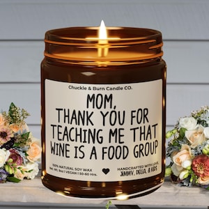 Vela personalizada para mamá, regalo perfecto para el Día de la Madre, velas de soja perfumadas para mamá de parte de su hija, el mejor regalo para mamá, lindo Día de la Madre, amante del vino.