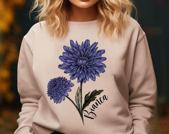 Sweat-shirt personnalisé à fleurs pour le mois de naissance de novembre avec nom, chemise fête des mères, chemise d'anniversaire de novembre, cadeaux pour la fête des mères, cadeaux de novembre
