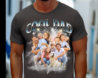 Chemise papa bootleg personnalisée, chemise papa cool, chemise photo personnalisée meilleur cadeau pour papa, t-shirt graphique des années 90, votre propre bootleg, cadeau d'un enfant