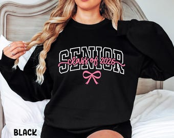 Senior 2026 Sweatshirt, Class of 2026 Crewneck, Graduation 2026 Gift, Coquette Bow Shirt, Senior Cheer Gift, Senior Team