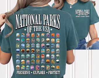 National Parks Shirt, Mountain Hiking, US National Parks, Outdoor Camping Adventurer, Y2K Shirt Granola Girl Comfort Colors® Protect Forests