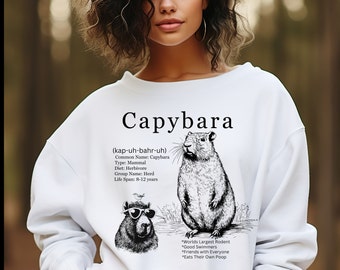 Capybara Sweatshirt, Vintage Inspired Capybara Rodent Crewneck, Animal Capybara Lover