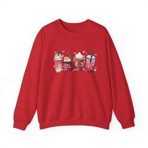 Sudadera de café del día de San Valentín, cuello redondo de la persona del café, San Valentín personal, regalo de mamá de papá, camisa del corazón imagen 7