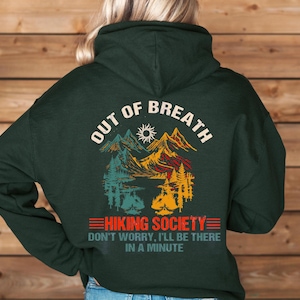 Out Of Breath Hiking Society, moletom com capuz Nature, moletom com capuz para aventura ao ar livre, perfeito para caminhadas, acampamentos, amantes da natureza, presente de aniversário