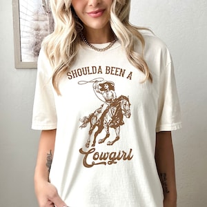 Retro Cowgirl Shirt, Horse Rodeo Tee, Coastal Graphic Tee, Comfort Colors, Western Style, Gift For Cowgirl