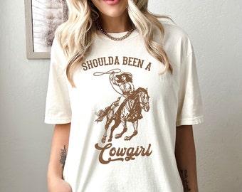 Retro Cowgirl Shirt, Pferderodeo T-Shirt, Küstengrafik-T-Shirt, Komfortfarben, westlicher Stil, Geschenk für Cowgirl