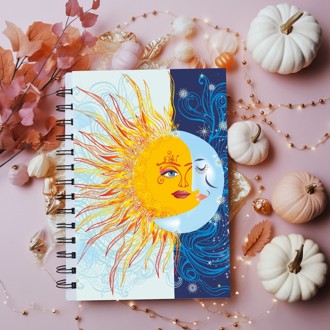 Celestial Sun and Moon Spiral Notebook - Ruled Line, Astrology, Writing ...