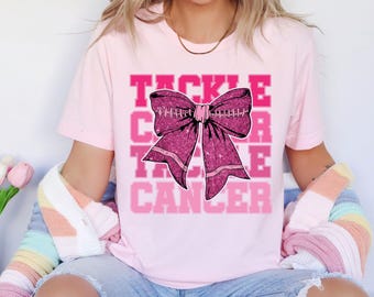Borstkankershirt tackelen, Breast Cancer Awareness, in oktober dragen we roze, voetbal borstkanker, Cancer Warrior, Breast Cancer Gift