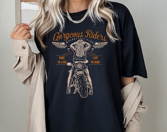 Camiseta de motociclistas, camisa de motociclistas magníficos, ropa estética de motocicleta vintage, colores cómodos®, regalo de motocicleta clásica