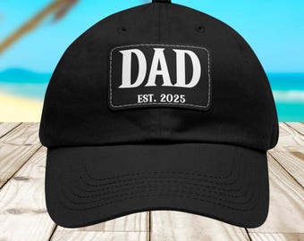 Gepersonaliseerde papa-hoed 2026, nieuwe papa-hoed, aangepaste trucker-vaderhoed, leren patch-hoed, cadeau nieuwe papa, papa to be cadeau, Vaderdaghoed