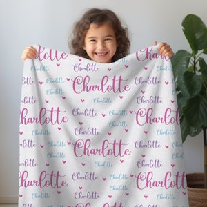 Personalized Plush Velveteen Name Blanket, Customized Infant Swaddle, Personal Throw in 3 Sizes for Baby's Kids, Teens, Adults and Pets