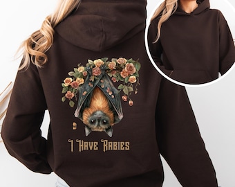 Sudadera con capucha "Tengo rabia", estilo grunge, humor negro y extraño, estilo gótico.
