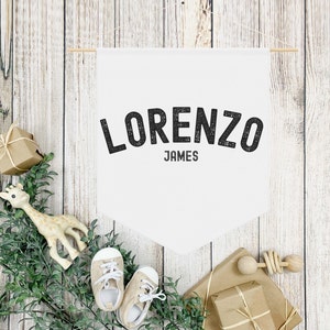 Personalized Baby Name Pennant, Nursery Banner Decor for Kids Room, Boho Custom Flag to Decorate Wall