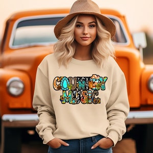 Country Music Colorful Sweatshirt, Music Concert Sweatshirt, Country Western Music Fan, Gift for Country Western Lovers