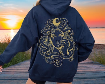 Medusa Snake Hoodie, Greek Mythology Unisex Sweatshirt, Goddess Medusa Witchy Shirt, Mythical Snake Crewneck Feminist Shirt Girl Power