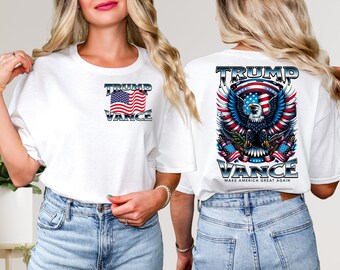 T-shirt Campagne Trump Vance 2024 - Manches Courtes, Col Rond - Neuf Sans étiquette - Taille Unique Homme