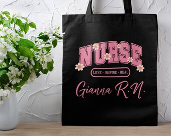 Personalized Nurse Tote Bag With Name, Custom Nurse Graduation Gift for RN LPN Nursing Student, Nurse Week Appreciation, Nursing Bag