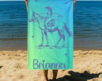 Personalized Cowgirl Beach Towel, Coastal Cowgirl Gift, Country Western Gift, Cowgirl Bachelorette Gift, Horse Lover Gift