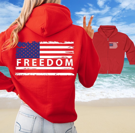 Freedom Hoodie Zip-Up, Gift for Activists, USA Flag Hoodie, Patriotic Hoodie, USA Sweatshirt, American Pride Top, Pro America