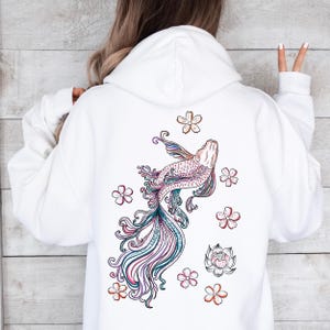 Koi Fish Japanese Hoodie, Tokyo Aesthetic, Gift for Japan Lover, Vintage Koi Fish, Cottagecore Hoodie, Whimsical Fish, Unisex Pullover, Cozy