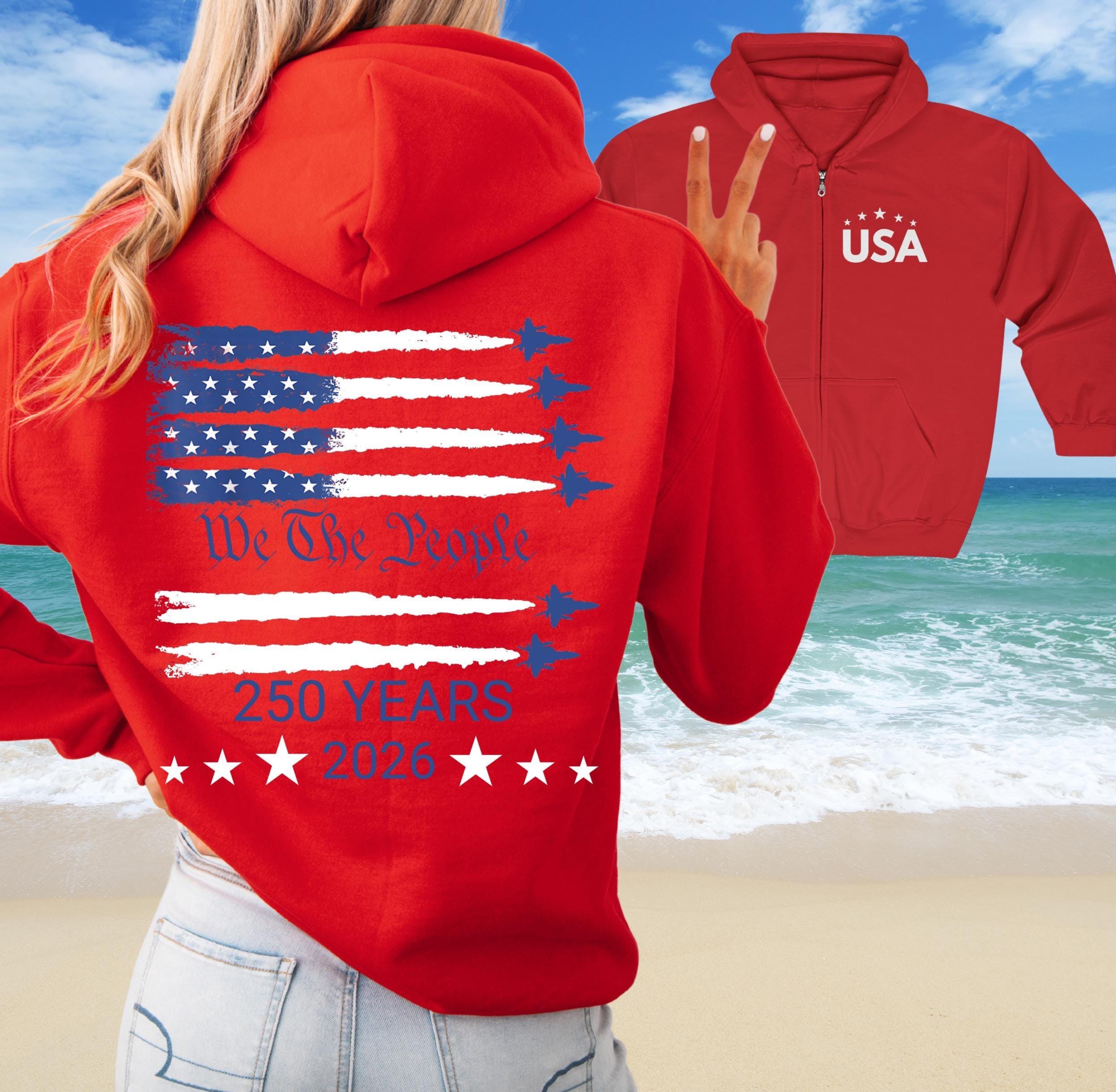 250th America Anniversary Freedom Zip up Hoodie | USA Flag