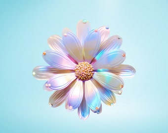 Holographic Daisy Sticker, Iconic Nature Lover Decal, Shiny Flower Laptop Water bottle Decoration, Party Favor Gifts, Floral Gift