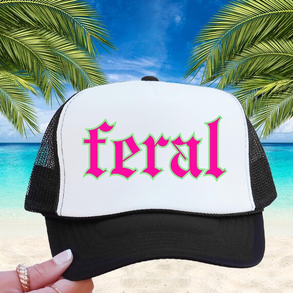 FERAL Black and Pink Trucker Hat Feral Girl Summer Trucker Hat - Etsy main image 4