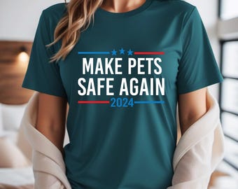ペットを再び安全にするシャツ、トランプ・ヴァンス 2024、ペットを救おう、おもしろトランプシャツ、猫を食べる、犬を食べる、おもしろ政治Tシャツ、トランプを当選させよう