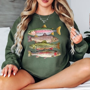Trout Fish Sweatshirt, Fly Fishing Sweatshirt, Fish Species Crewneck, Marine Biology Shirt Fishing Gifts Ocean Sweatshirt Nature Lover Shirt