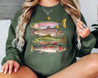 Sudadera con capucha para trucha, sudadera para pesca con mosca, sudadera con cuello redondo para especies de peces, sudadera con capucha para biología marina, sudadera con capucha para pesca, sudadera con capucha para amantes de la naturaleza.