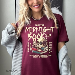 Midnight Book Club Shirt, Late Night Readers for Night Owl Readers, Bookstagram Gift Book Lovers, Book Dragon, Gift for Readers Literary Tee