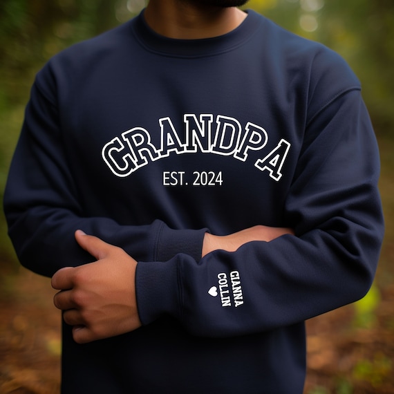 Personalized Grandpa Sweatshirt With Names, I Wear My Heart
