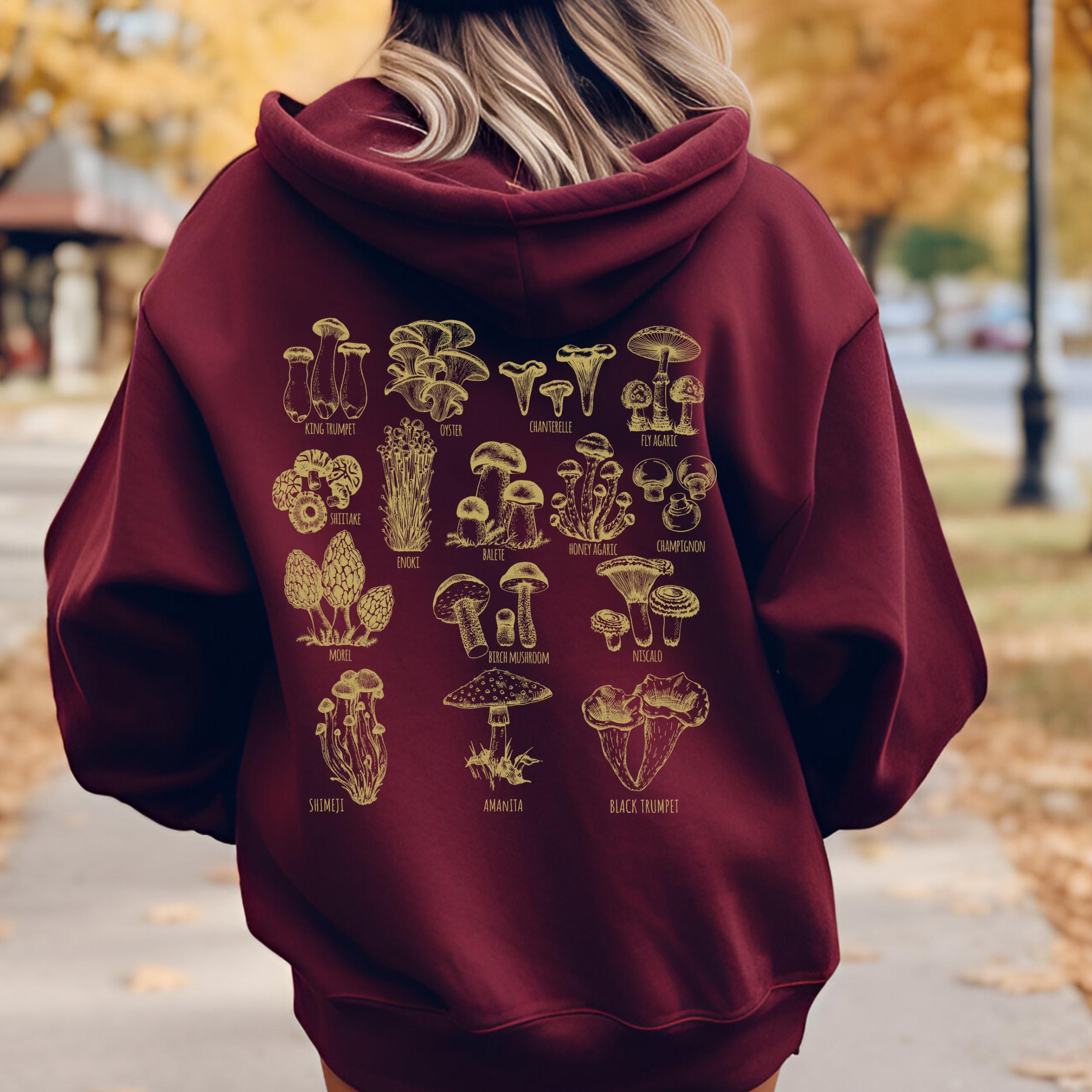 Mushroom HOODIE, Nature Lover Hoodie, Cottage Core Clothing, Forest Mushroom, Foraging Shirt, Botanical Shirt, Goblincore Hoodie Fungi