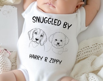Body de bebé acanalado acurrucado por [Nombre de la mascota] / Body personalizado para recién nacido