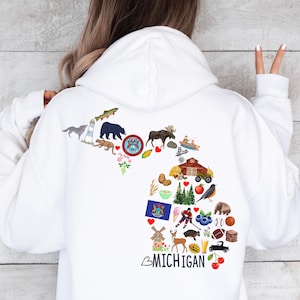 Michigan Hoodie, Michigan Map Sweatshirt, Great Lakes Hoodie Michiganer Travel Trip Souvenir Gift Midwest Sweatshirt Michigan State Hoodie