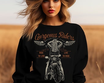 Motorradfahrer Sweatshirt, wunderschöne Fahrer Shirt, Vintage Motorrad Sweatshirt, Spirit Road Pullover, klassisches Motorrad Sweatshirt