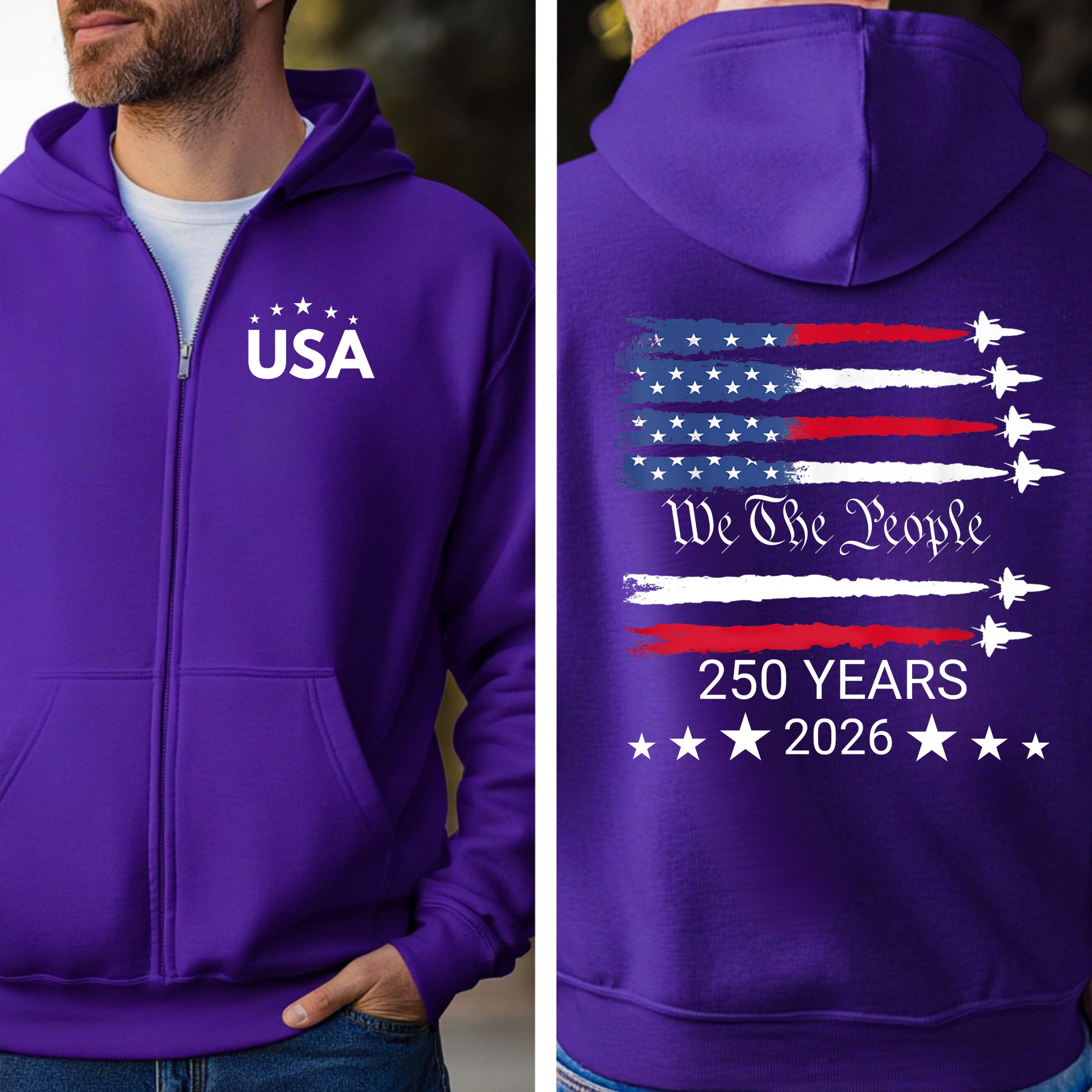 250th America Anniversary Freedom Zip up Hoodie | USA Flag