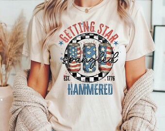4 juli shirt, Star Spangled gehamerd T-shirt krijgen, Fourth of July, grappig 4 juli, Independence Day, 4 juli drinkshirt retro