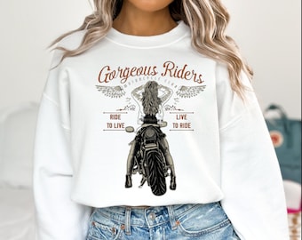 Motorradfahrer Sweatshirt, wunderschöne Fahrer Shirt, Vintage Motorrad Sweatshirt, Spirit Road Pullover, klassisches Motorrad Sweatshirt