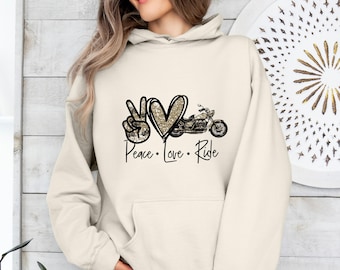 SUDADERA CON CAPUCHA DE MOTOCICLISTA, ... AMOR Y PAZ, REGALOS DE MOTOCICLISTA, CONDUCIR O MORIR