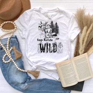 Keep Nature Wild Cotton Tee, Animal Lover, Outdoors, Buck, Deer Lover, Wildlife