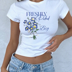 Sorority Big Little Baby Tee Shirts, Coquette Pink Bow, Big Little Reveal, Bid Day Shirts, Reveal Basket Gifts. Freshly Picked Floral Theme