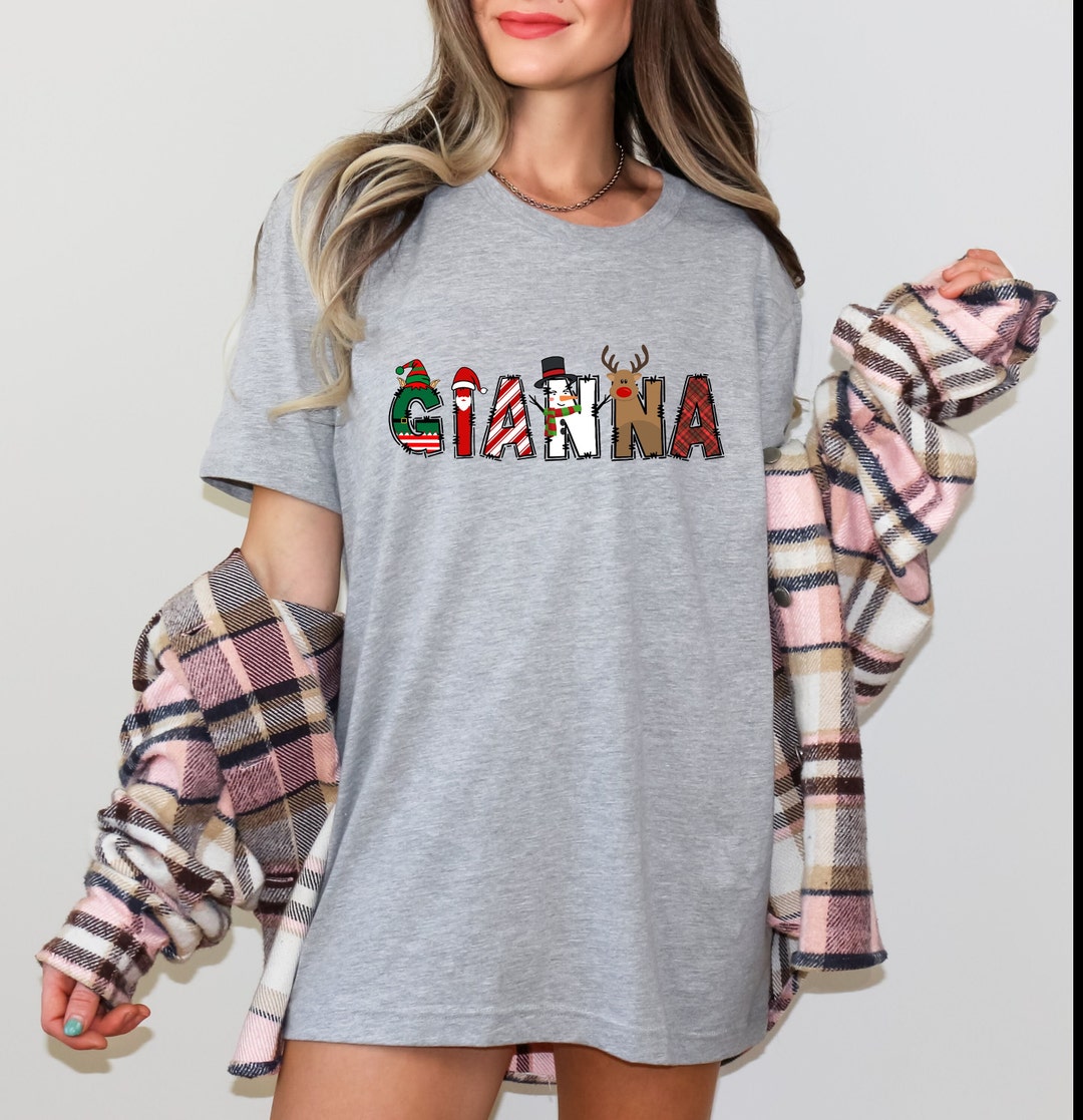 Custom Name Christmas Sleep Shirt, Personalized Pajama T Shirt Dress