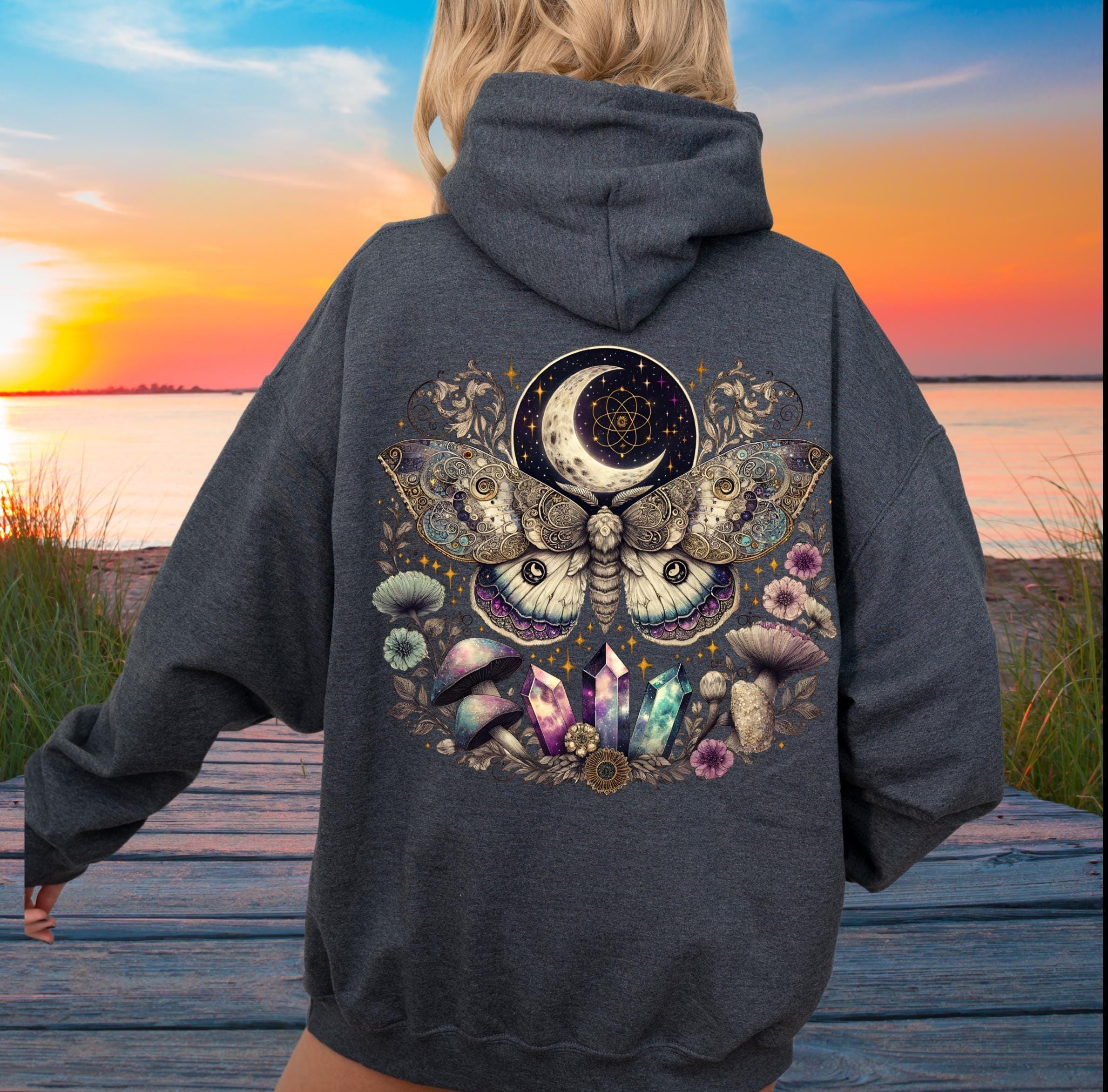 Luna Moth Hoodie, Nature Forest Sweatshirt, Cottage Core Hoodie