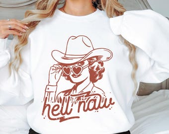 Cowgirl-tröja, Hell Naw-skjorta, vintageinspirerad westernkläder, rodeo-skjorta, retro countrykonsert-tröja, present till cowgirl, cowboy