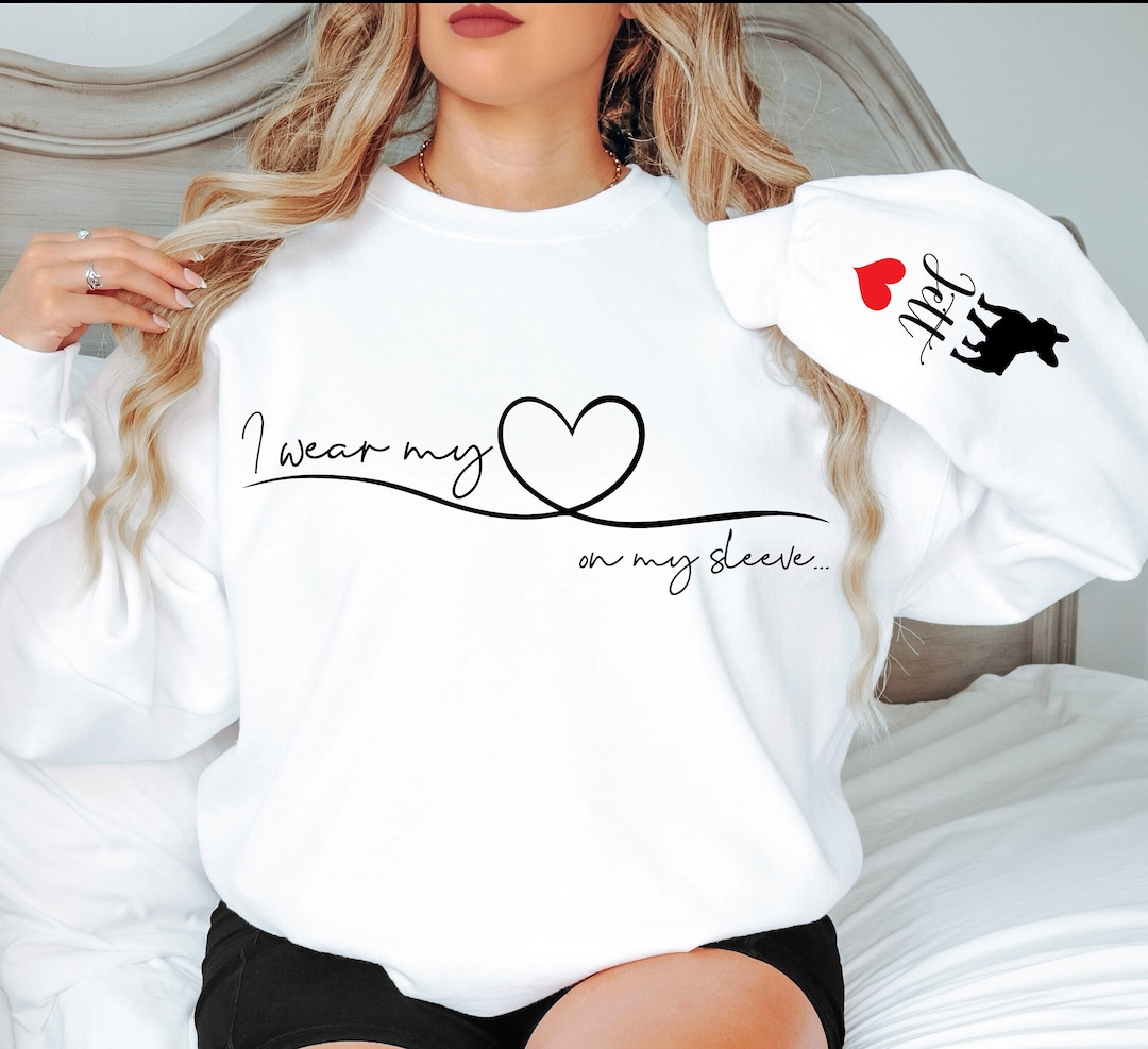 Custom Bulldog Sweatshirt, Personalized I Wear My Heart on My Sleeve