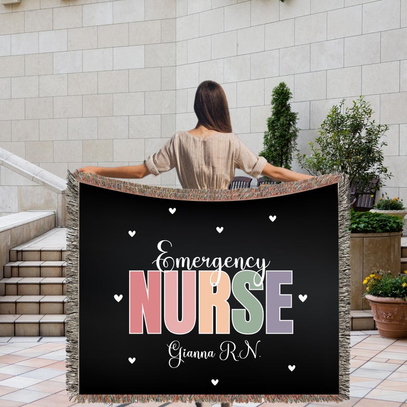 Personalized Nurse Blanket Custom Woven Throw With Name Gift for Nurses