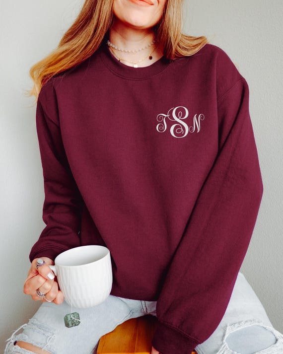 Monogram Embroidered Sweatshirt, Personalized Christmas Gift