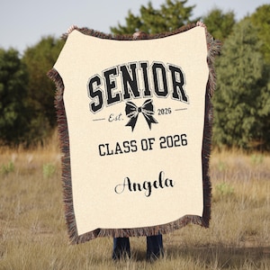 Personalized Senior Class of 2026 Blanket, Graduation Gift, Woven Blanket Keepsake, High School Senior Blanket Custom Name Throw, Tapestry
